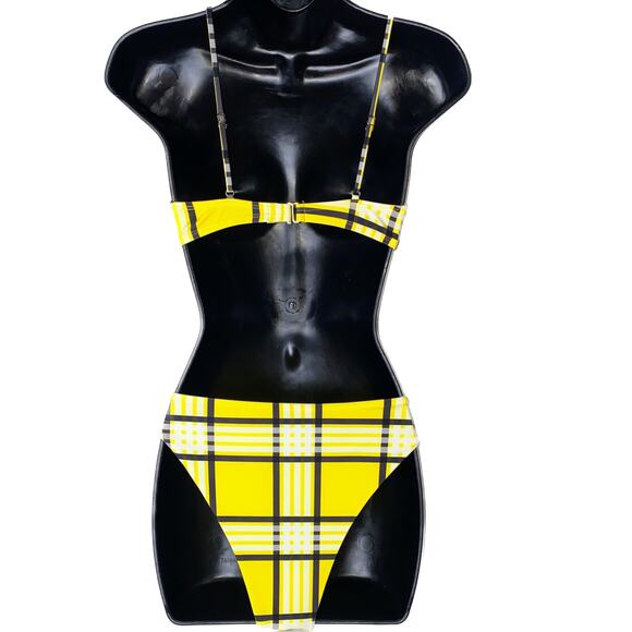 NWT Small Cher Clueless Yellow Plaid Bikini Set Trillium Triangle Adjustable - Picture 2 of 3